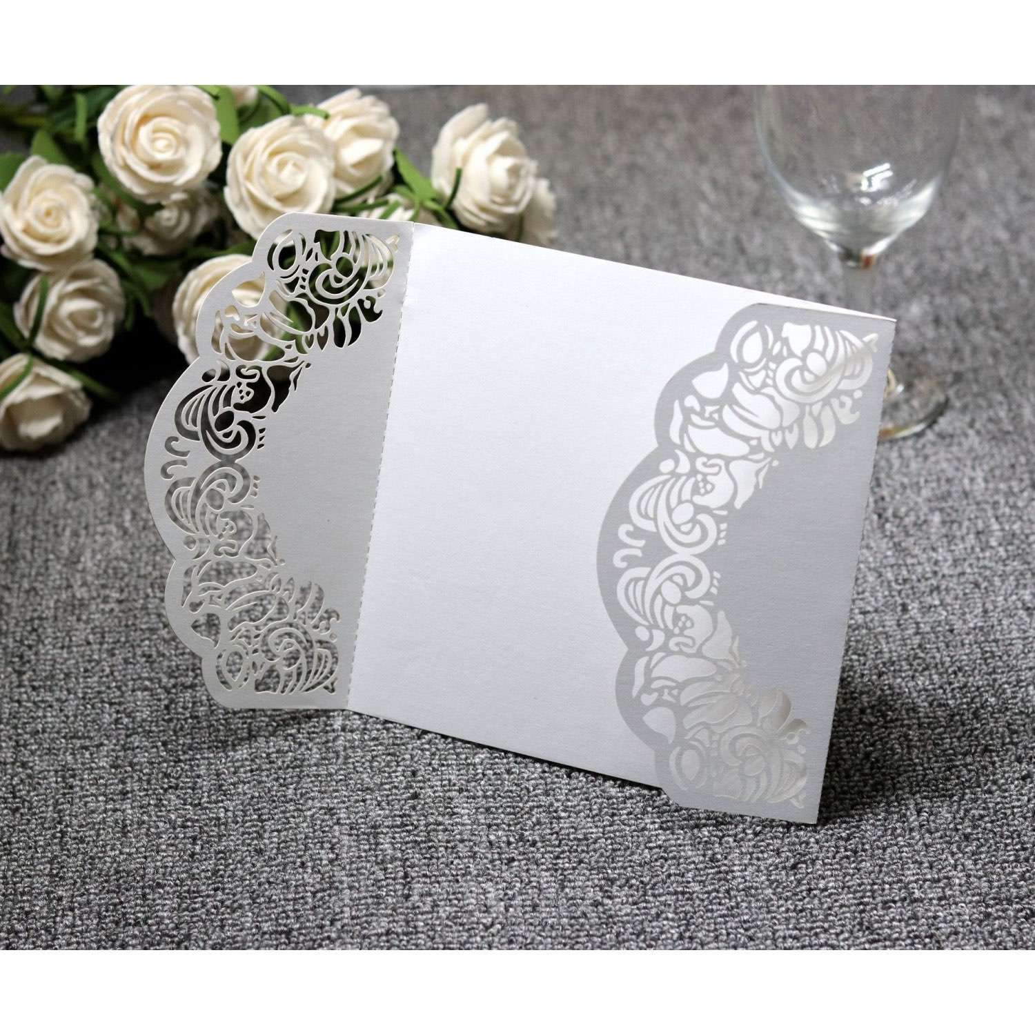 White Laser Holder Marriage Invitation Card Wholesale Wedding Supplies
